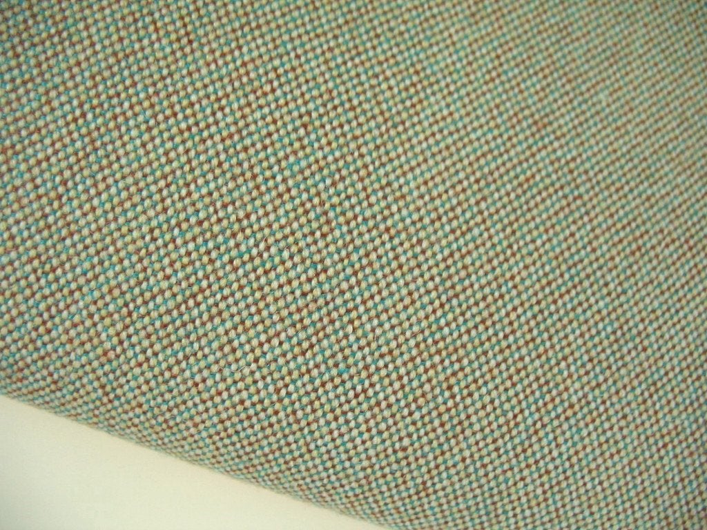 Kvadrat Atlas 911; geel turquoise bruin; restant meubelstof, Wol, 120 cm of meer, Nieuw, Ophalen of Verzenden