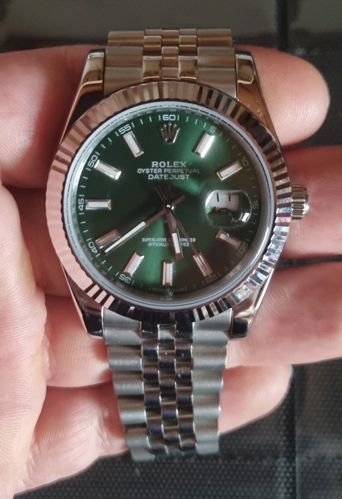 Rolex Datejust Polshorloge met Groene Wijzerplaat, Ophalen of Verzenden, Staal, Polshorloge