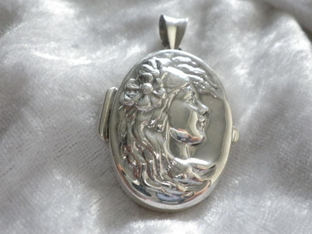 Mooie Zilveren Jugendstill Hanger - Doosje kan geopend, Verzenden, Zilver, Ring