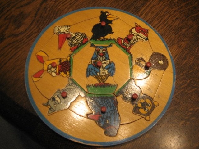 Vintage houten puzzel fabeltjes krant 1968 simplex 1968, Gebruikt, 10 tot 50 stukjes, Ophalen of Verzenden, Van hout