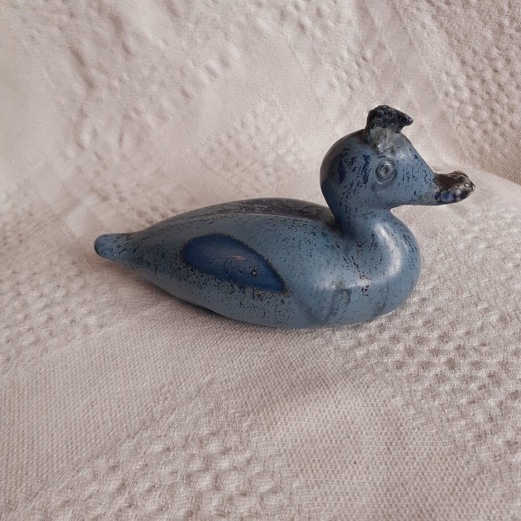 Beeld eend keramiek design Inge Jonkers stilistisch blauw, Ophalen of Verzenden, Zo goed als nieuw, Dier