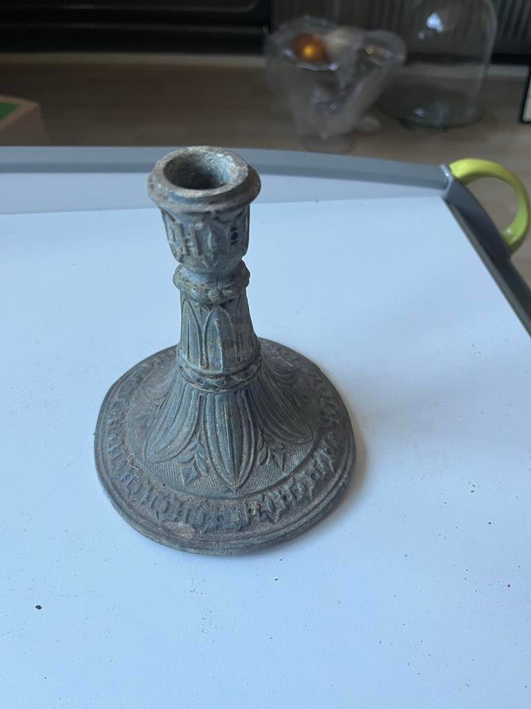 Antieke Bronzen Kaarsenstandaard - Decoratief, Ophalen of Verzenden, Koper of Brons