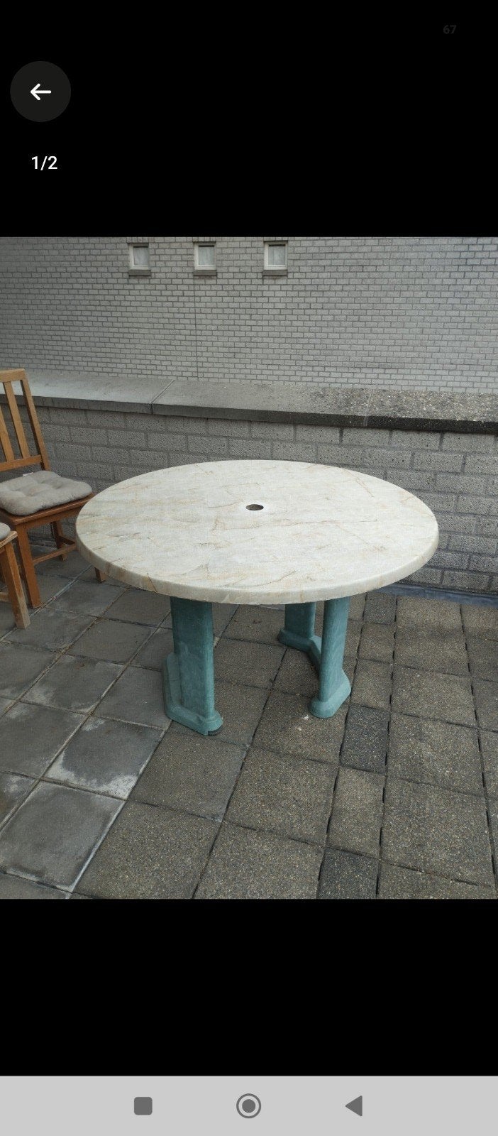 Ronde kunstof tafel voor buiten, Ophalen, Gebruikt, Rond, Kunststof