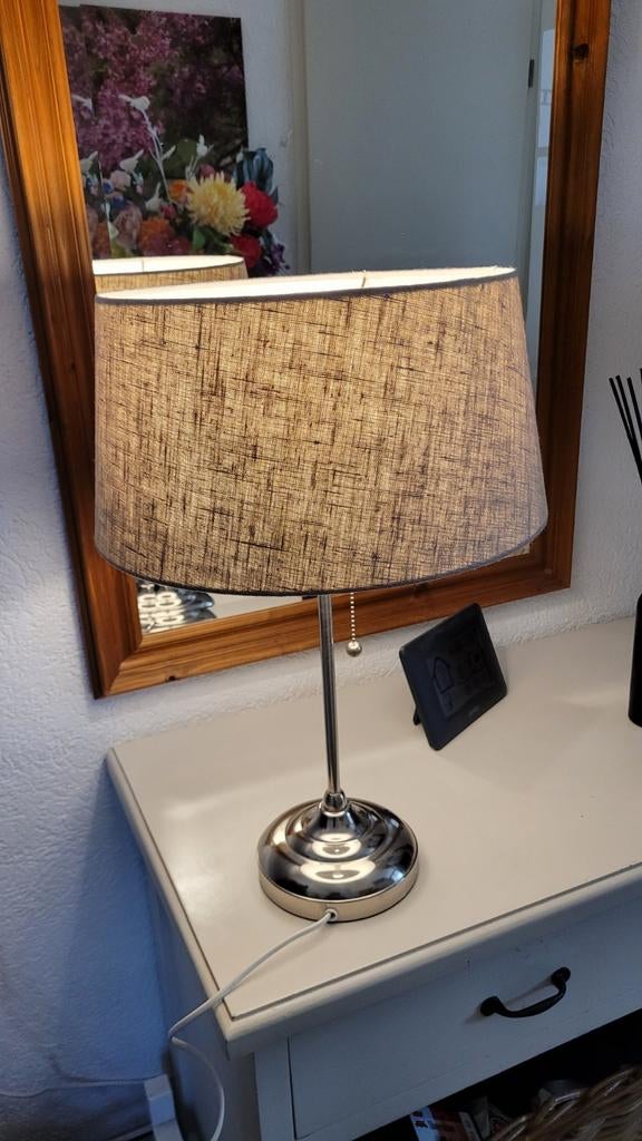 Ikea RVS schemerlamp met stoffen kap, Ophalen of Verzenden, Minder dan 50 cm
