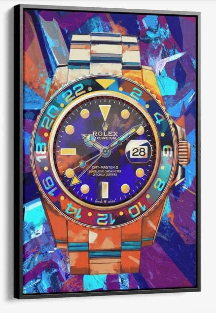Glasschilderij The Colored Watch 80x120 met lijst, Ophangklaar, Stilleven, Glas, Ophalen of Verzenden