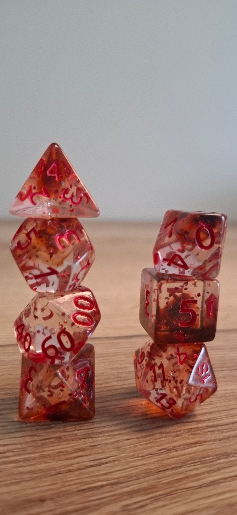D&D Dobbelstenen Set Bloody Splatter Blood Red Swirl, Onbekend, Ophalen of Verzenden, Onbekend, Onbekend