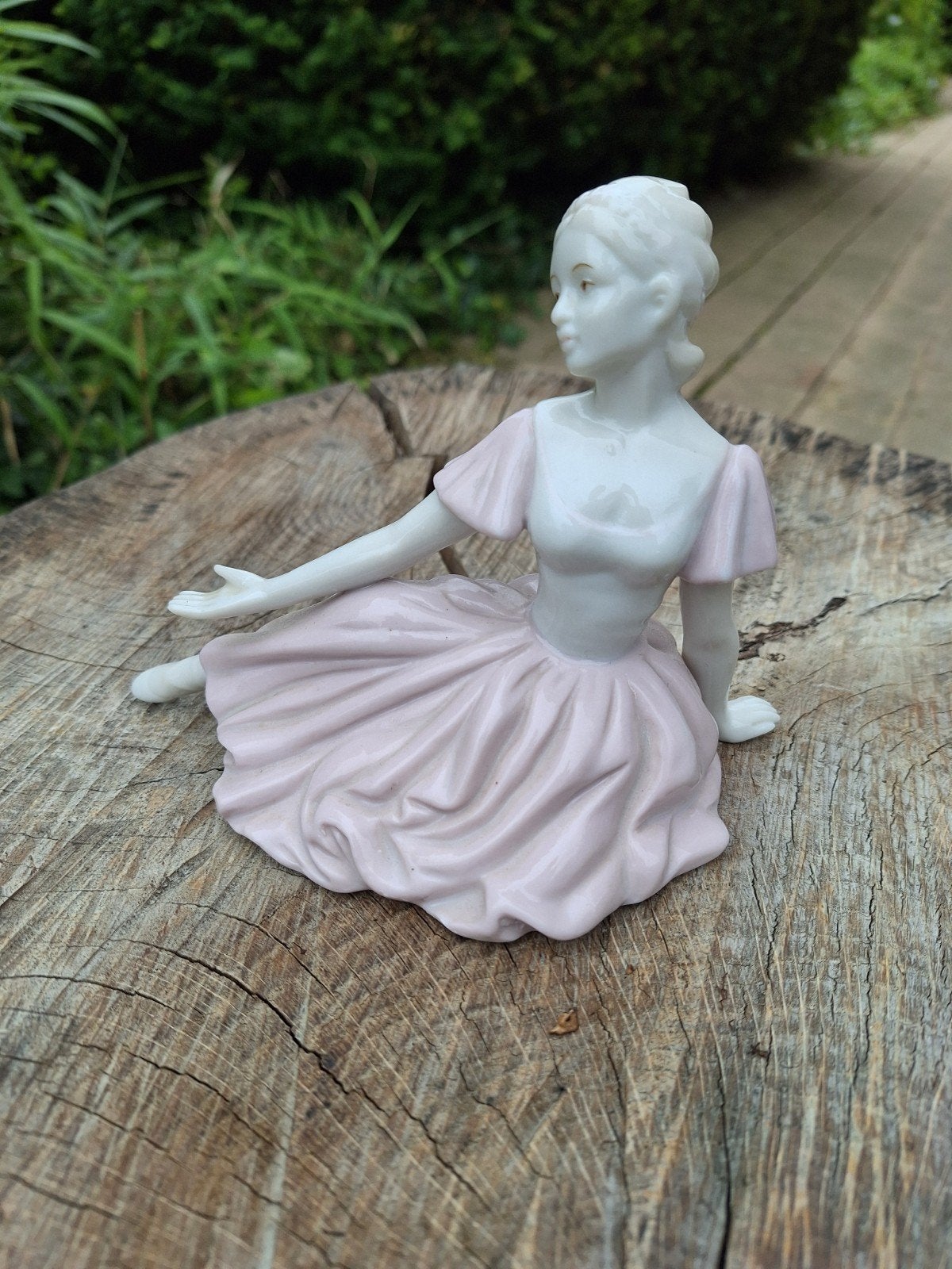 Vintage Porseleinen Ballerina Beeldje - Roze Jurk, Ophalen of Verzenden