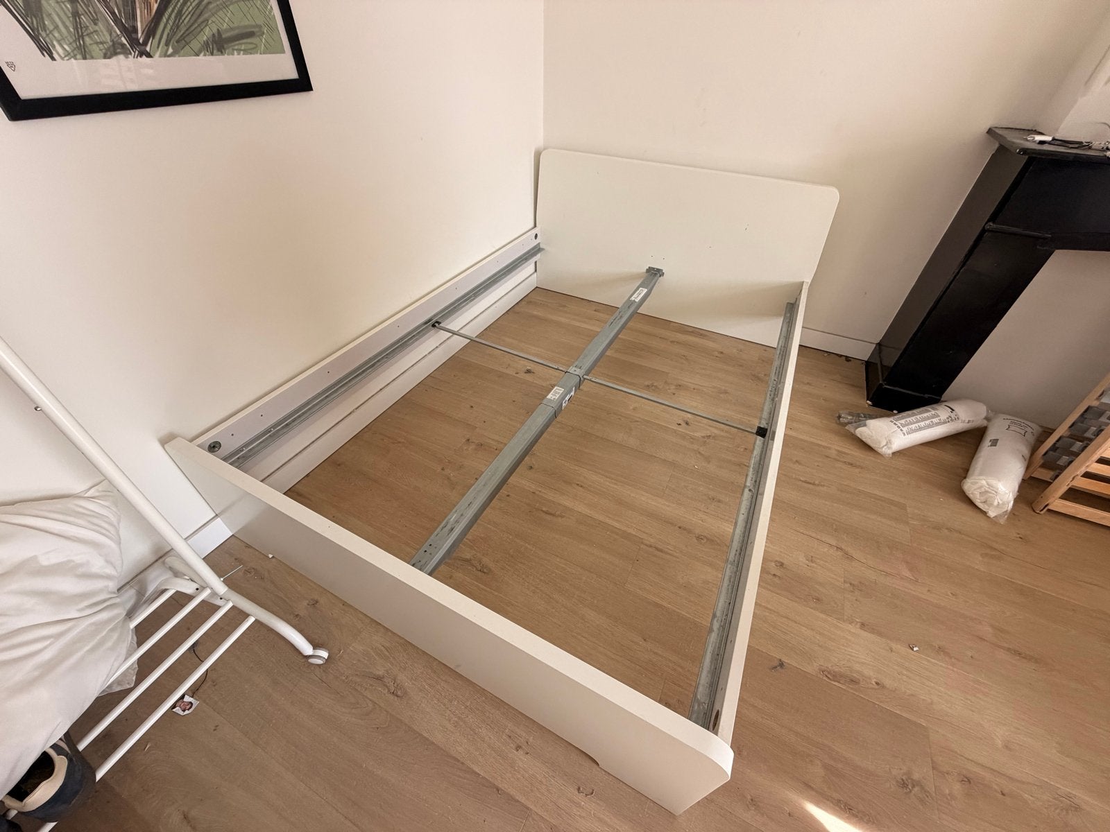 IKEA Malm bedframe wit 140x200 cm met lattenbodem, Huis en Inrichting, Slaapkamer | Bedden, Ophalen, Gebruikt, Wit, Tweepersoons