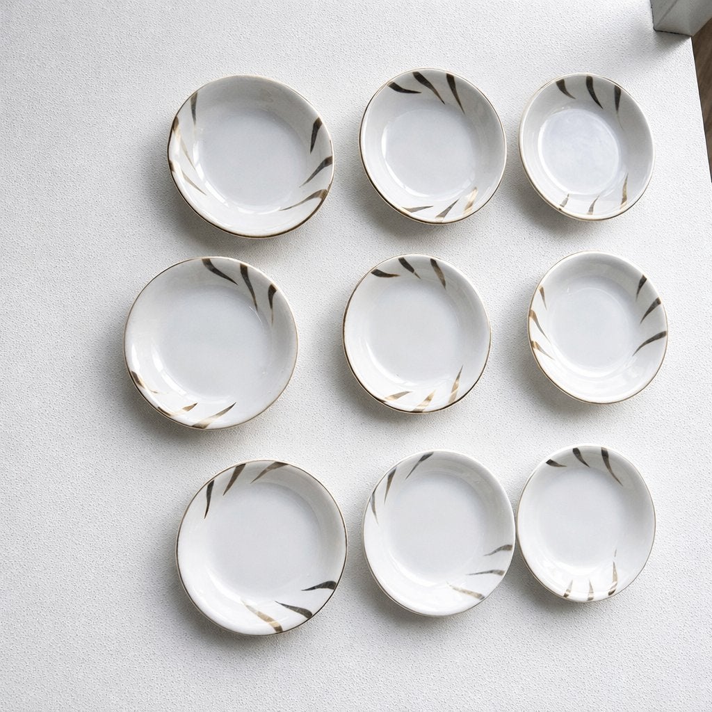 9 vintage porselein snack/bordjes Victoria China, Antiek en Kunst, Ophalen of Verzenden
