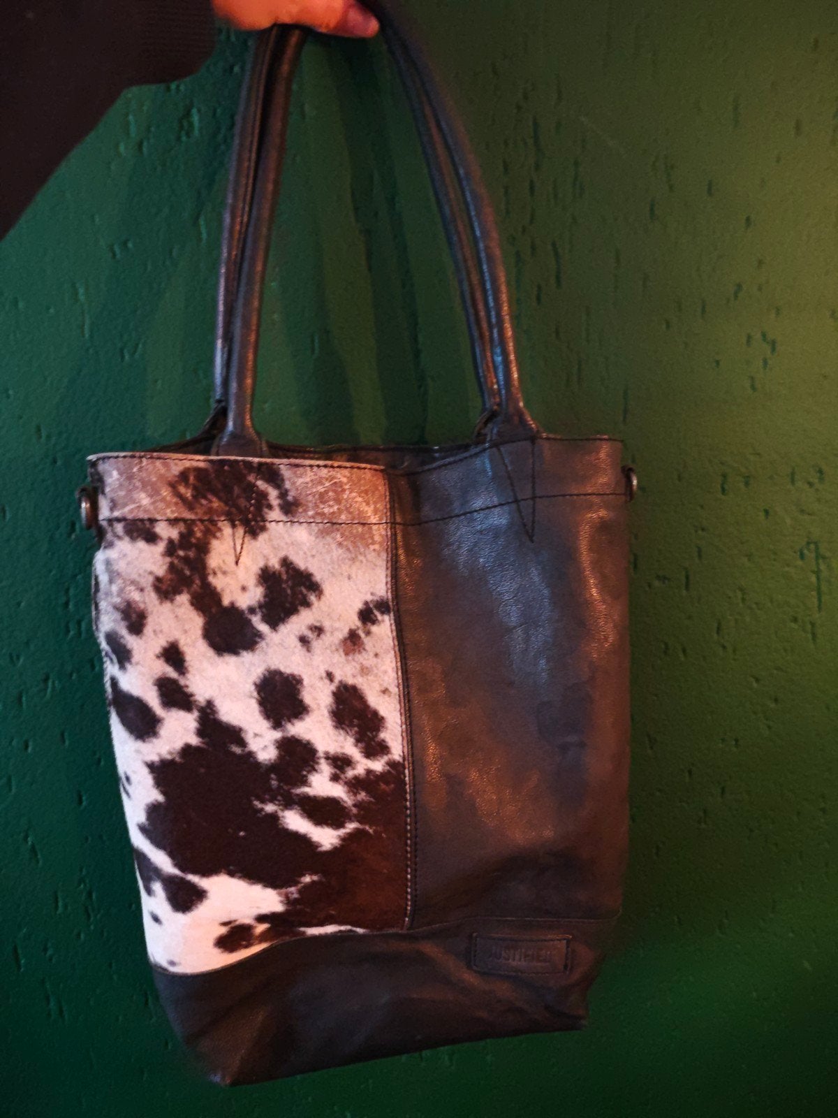Stijlvolle leren shopper met koeienhuidprint, Ophalen of Verzenden