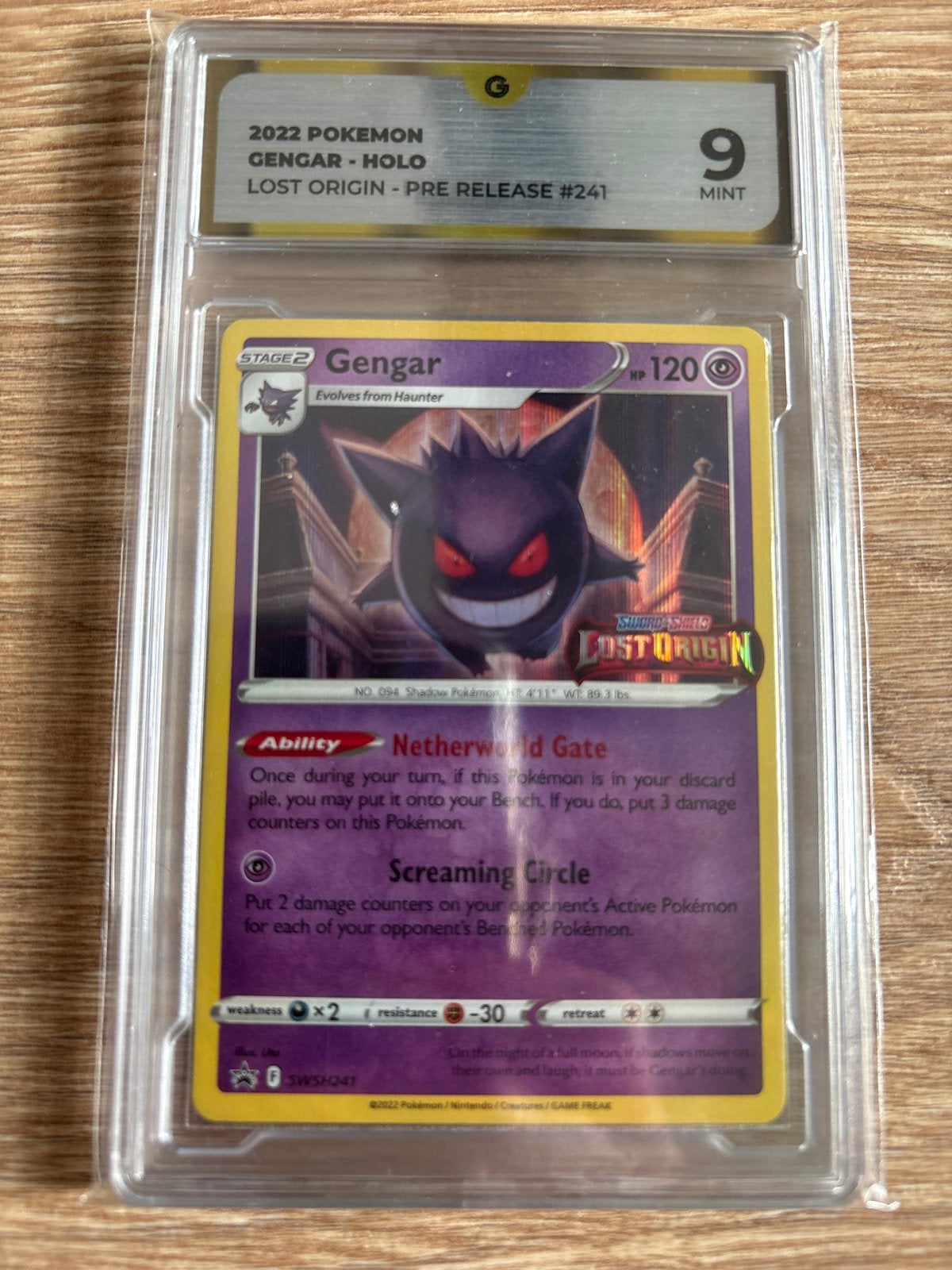 2022 Pokémon Gengar Holo Lost Origin Pre-Release #241 Mint, Ophalen of Verzenden, Zo goed als nieuw, Losse kaart, Foil