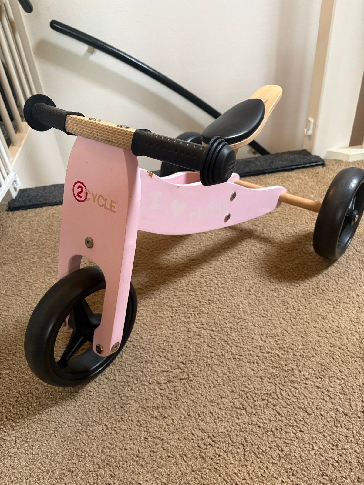 Roze houten loopfiets/driewieler 2Cycle, Ophalen, Gebruikt, Loopfiets