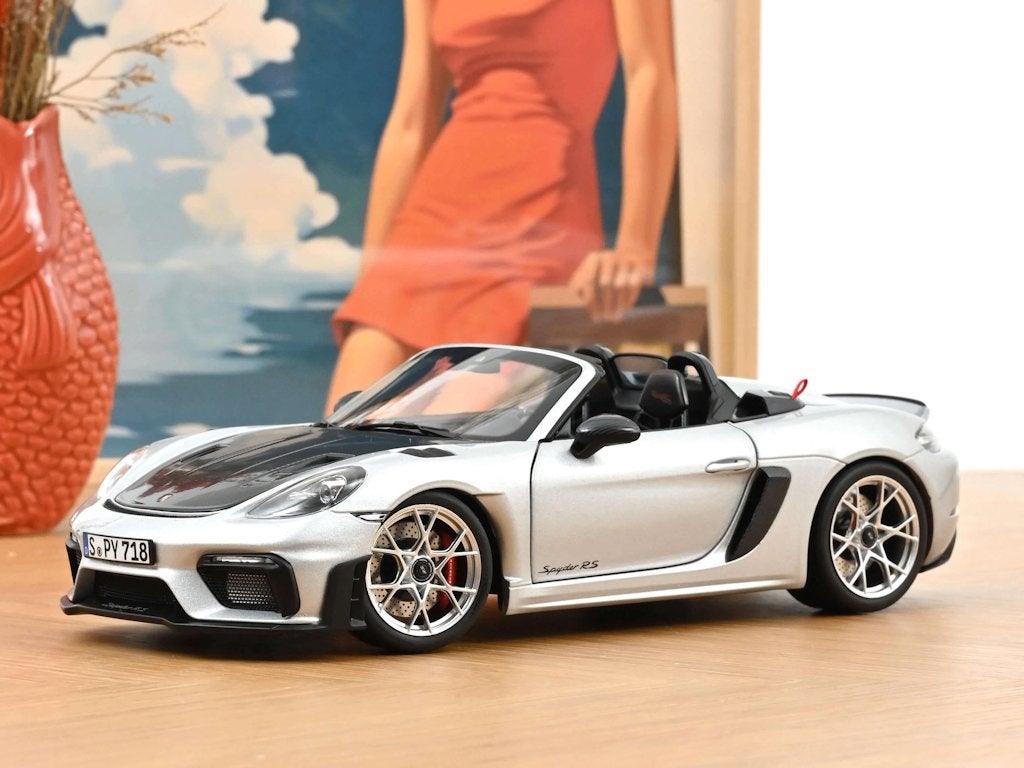 Porsche Boxster 718 Spyder RS Weissach Pack zilver Norev ovp, Ophalen of Verzenden, Nieuw, Auto, Norev