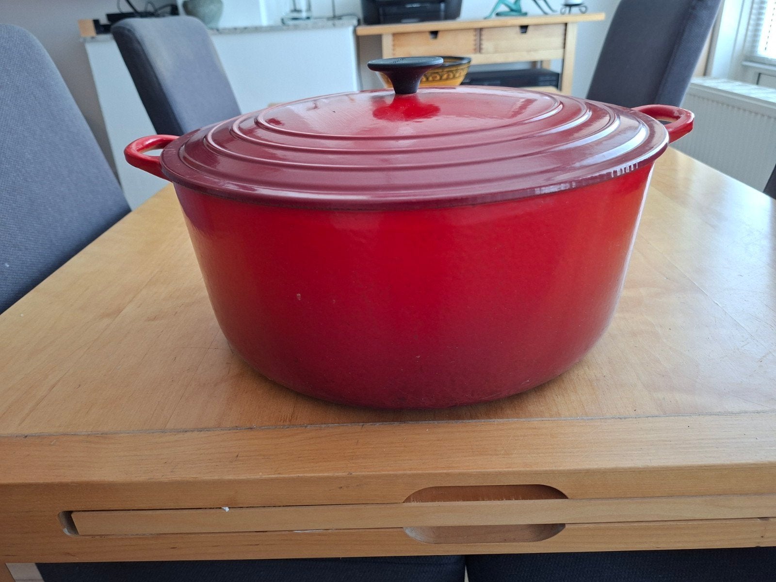 Creuset, Huis en Inrichting, Keuken | Potten en Pannen, Ophalen of Verzenden, Gebruikt, Gietijzer, Koekenpan of Braadpan