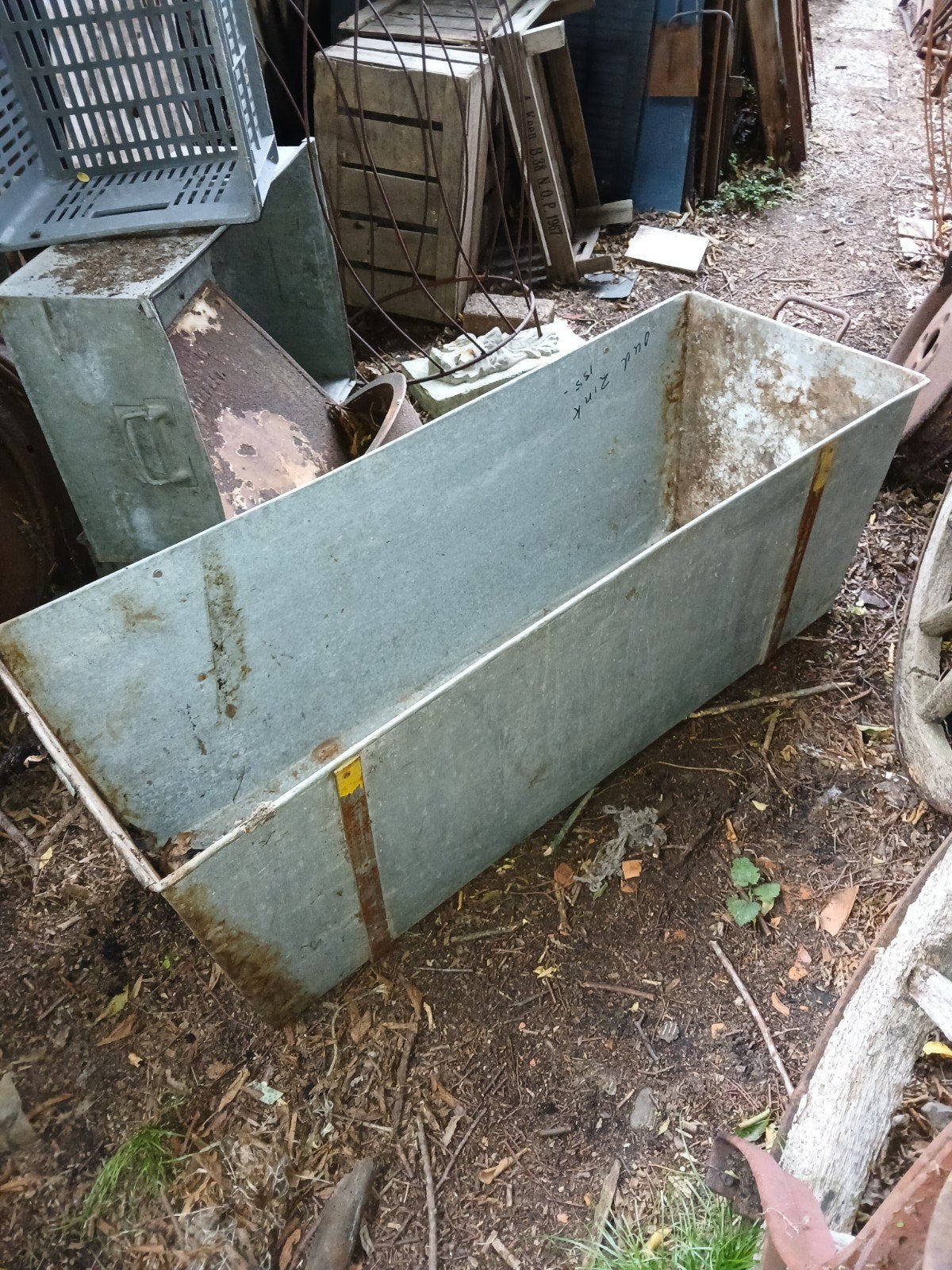 Oude zinken bak plantenbak bloembak waterbak teil trog, Ophalen of Verzenden