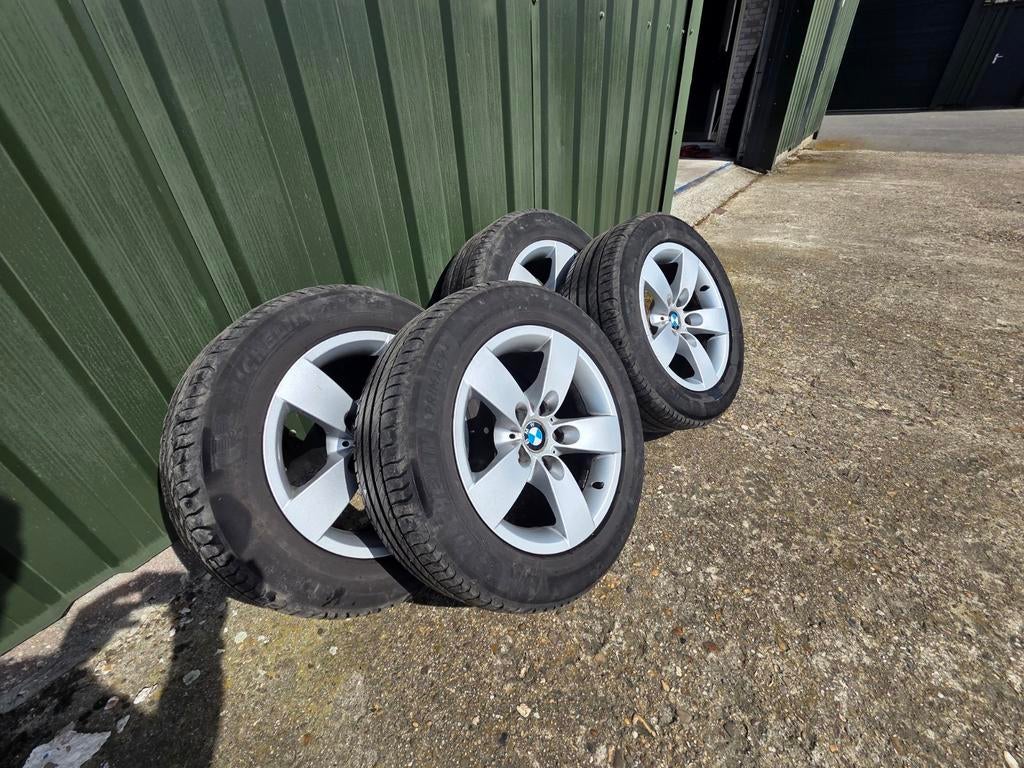 BMW velgen E61 met Michelin zomerbanden 225/55/16, Auto-onderdelen, Banden en Velgen, Gebruikt, 16 inch, Ophalen of Verzenden