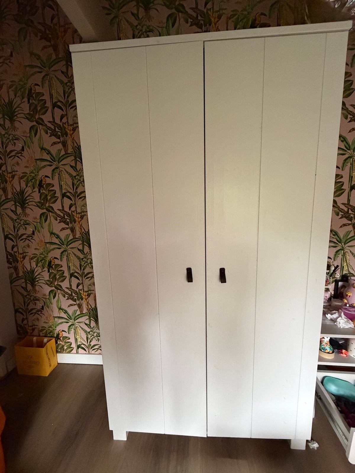 WOOOD kast Ties - Witte kledingkast met 2 deuren, Ophalen, Gebruikt, 50 tot 100 cm, 150 tot 200 cm