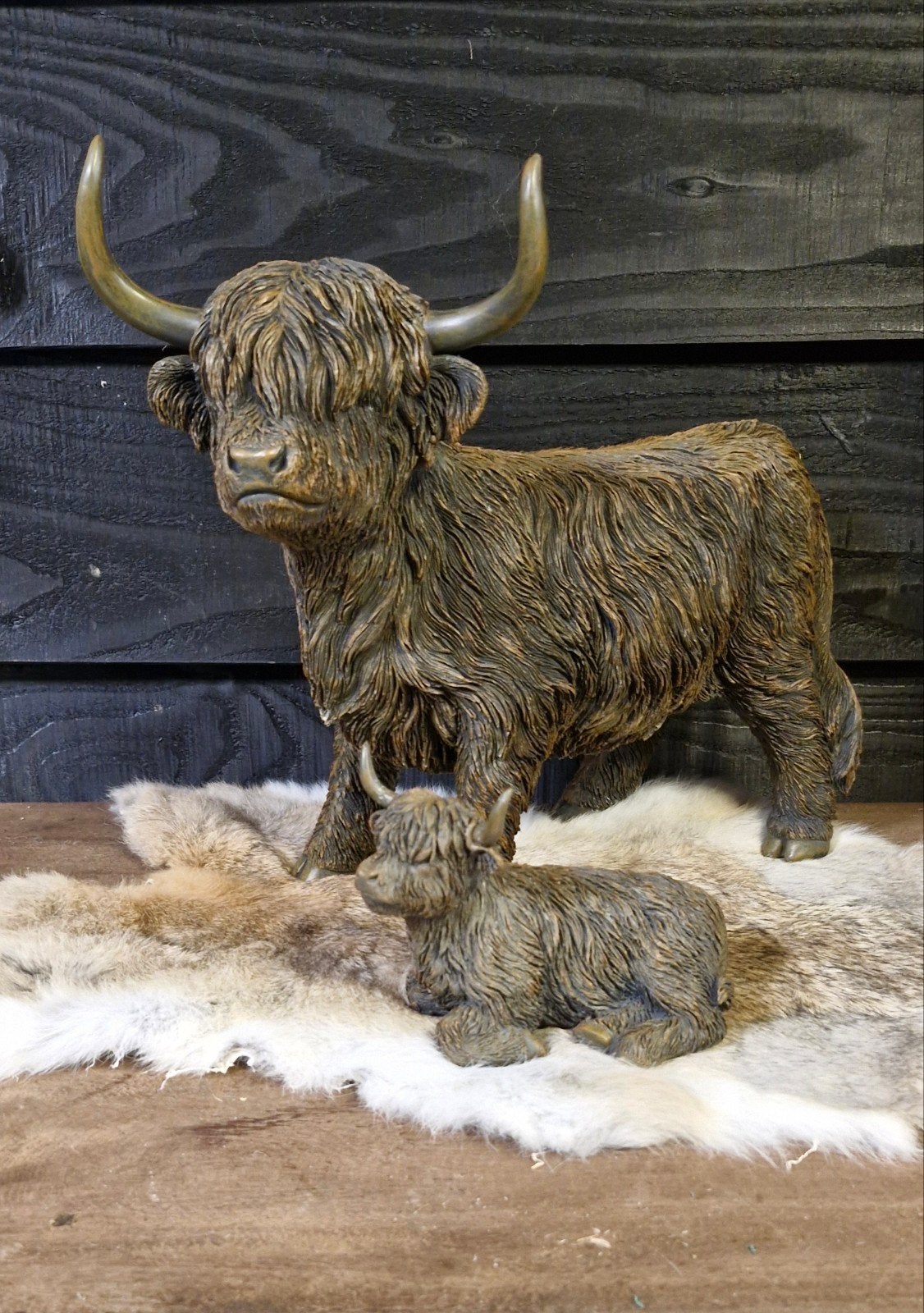 Schotse Hooglander met kalf - Decoratief Beeld, Verzamelen, Dierenverzamelingen, Ophalen of Verzenden, Hond of Kat, Beeldje of Figuurtje