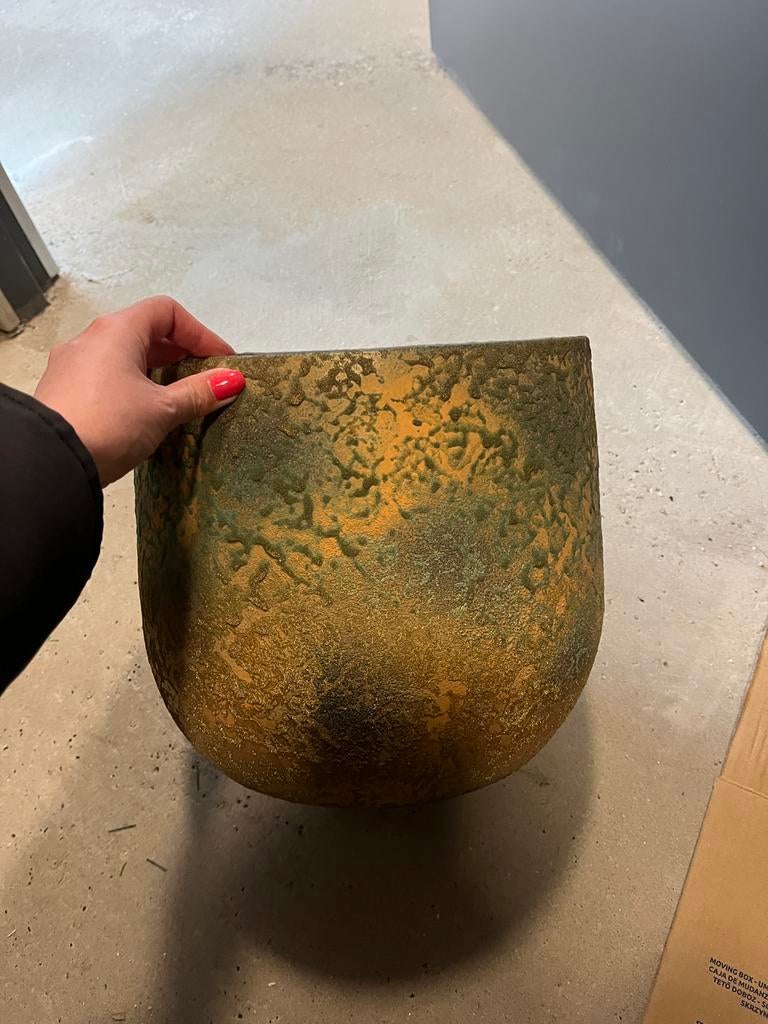 Bloempotten goud binnen intratuin, Tuin en Terras, Bloempotten, Ophalen, Gebruikt, Rond, Binnen