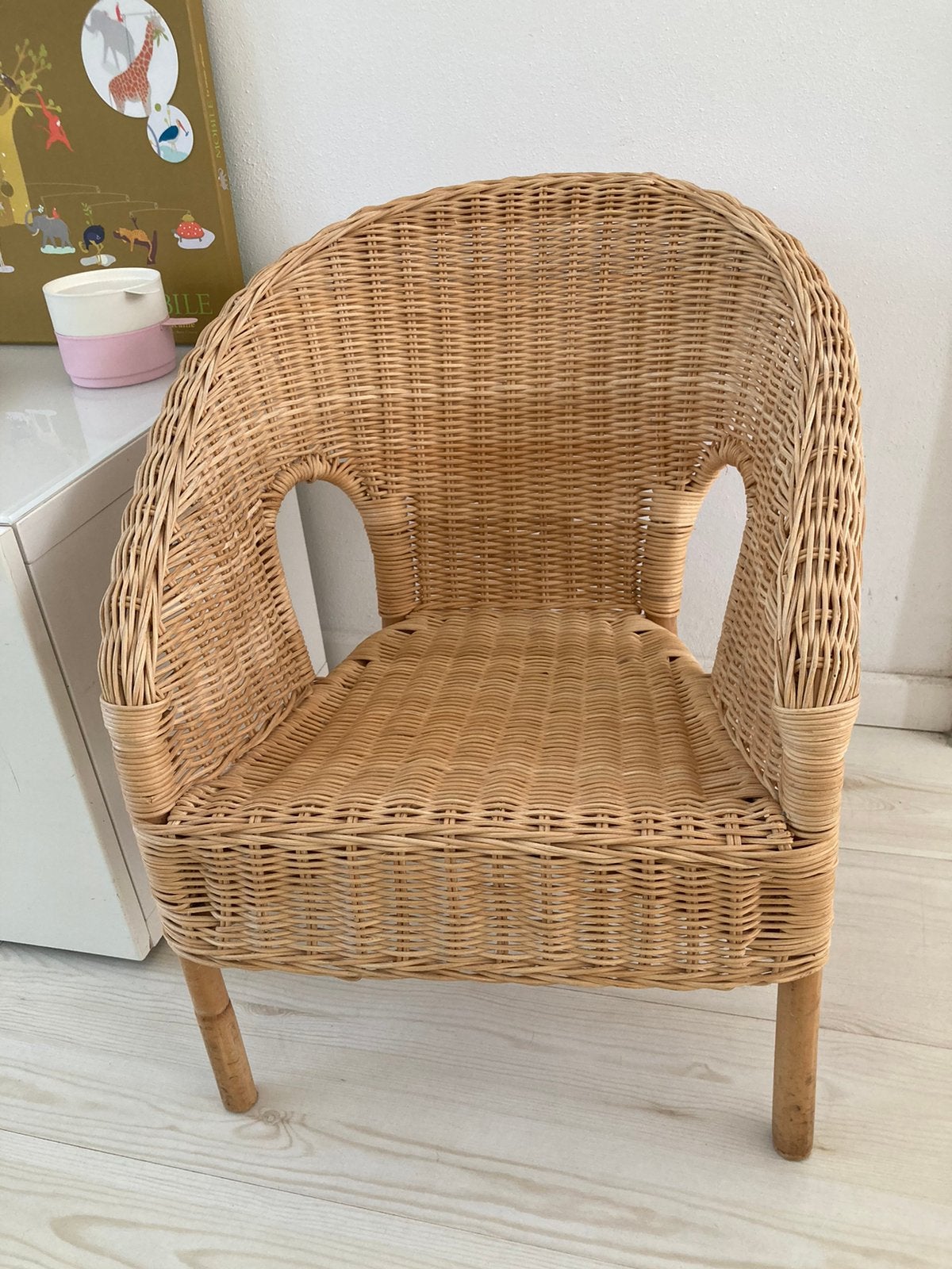 Schattig Boho kinderstoel rieten lees stoeltje, Ophalen, Gebruikt, Overige typen