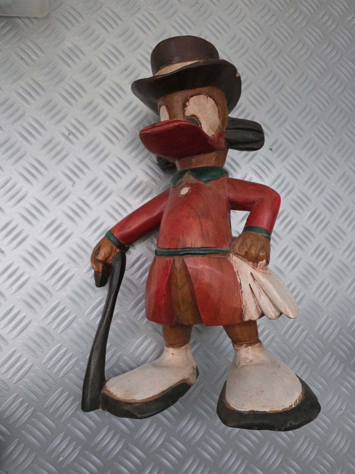 Massief houten Dagobert Duck beeld, 42 cm, Ophalen of Verzenden