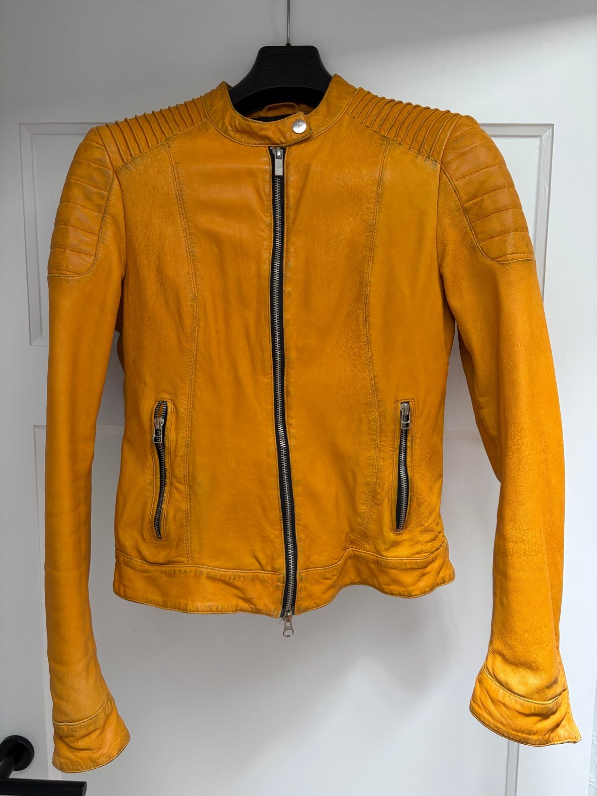 Goosecraft Dames Biker Leren Jack - Mosterdgeel - Maat M/38, Verzenden, Zo goed als nieuw, Maat 38/40 (M), Geel