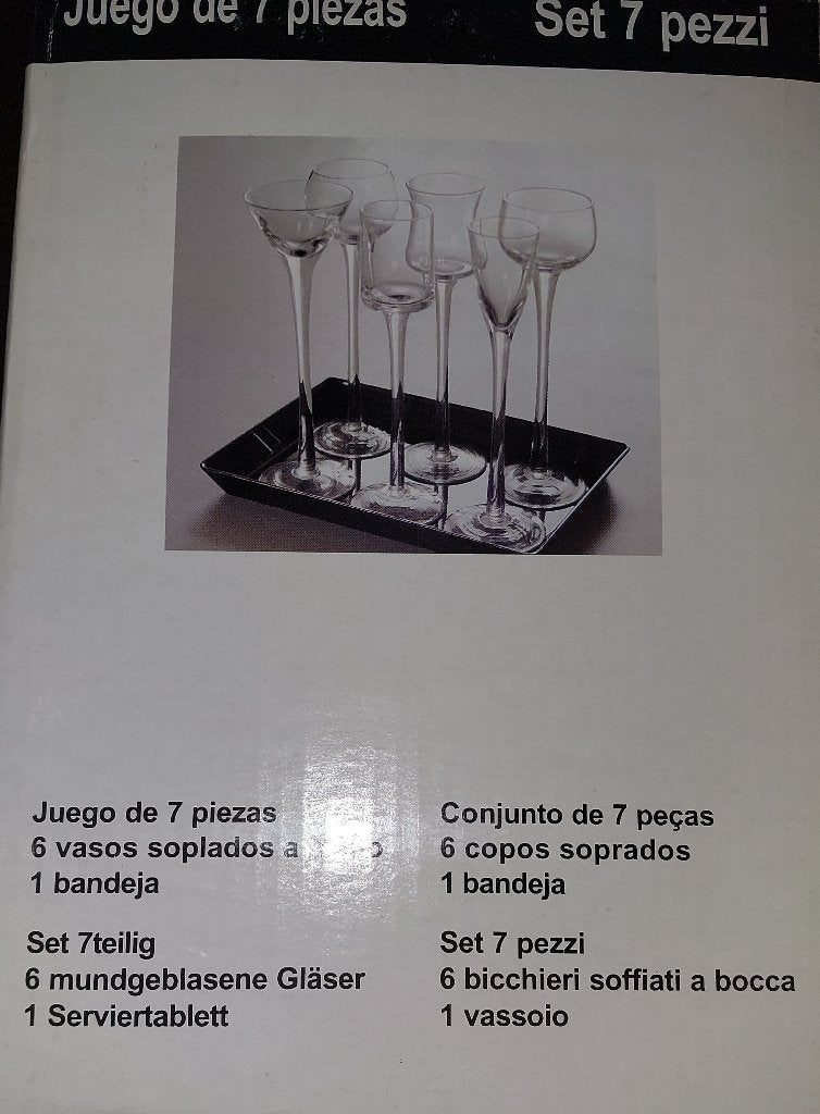 Set van 6 mondgeblazen glaasjes met dienblad likeur, Verzamelen, Glas en Borrelglaasjes, Ophalen of Verzenden, Zo goed als nieuw