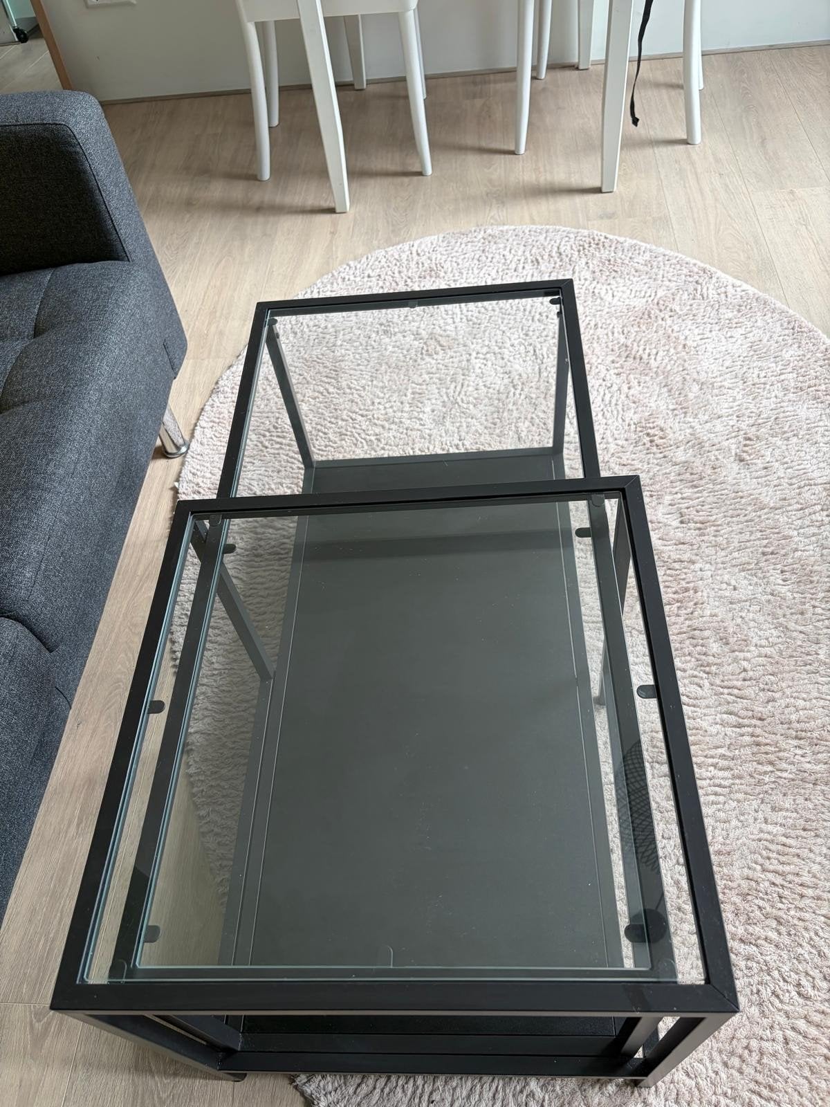2 delige glazen tafel van de Ikea vittsjo 90x50, Huis en Inrichting, Tafels | Salontafels, Ophalen, Rechthoekig, Glas, 50 tot 100 cm
