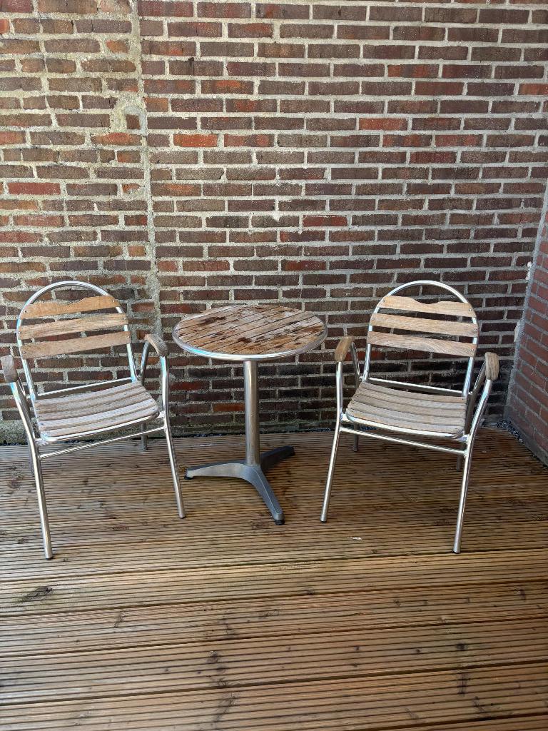 Bistro set, Gebruikt, Tuinset, Hout, Ophalen