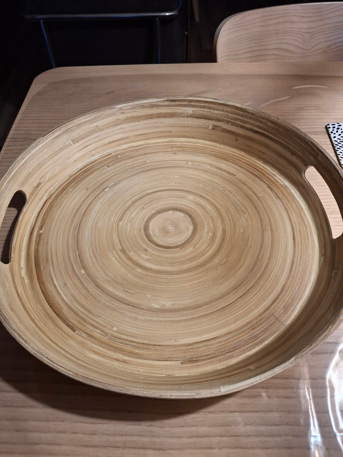 Bamboe dienblad 40cm Xenos, Ophalen, Gebruikt, Rond, Hout