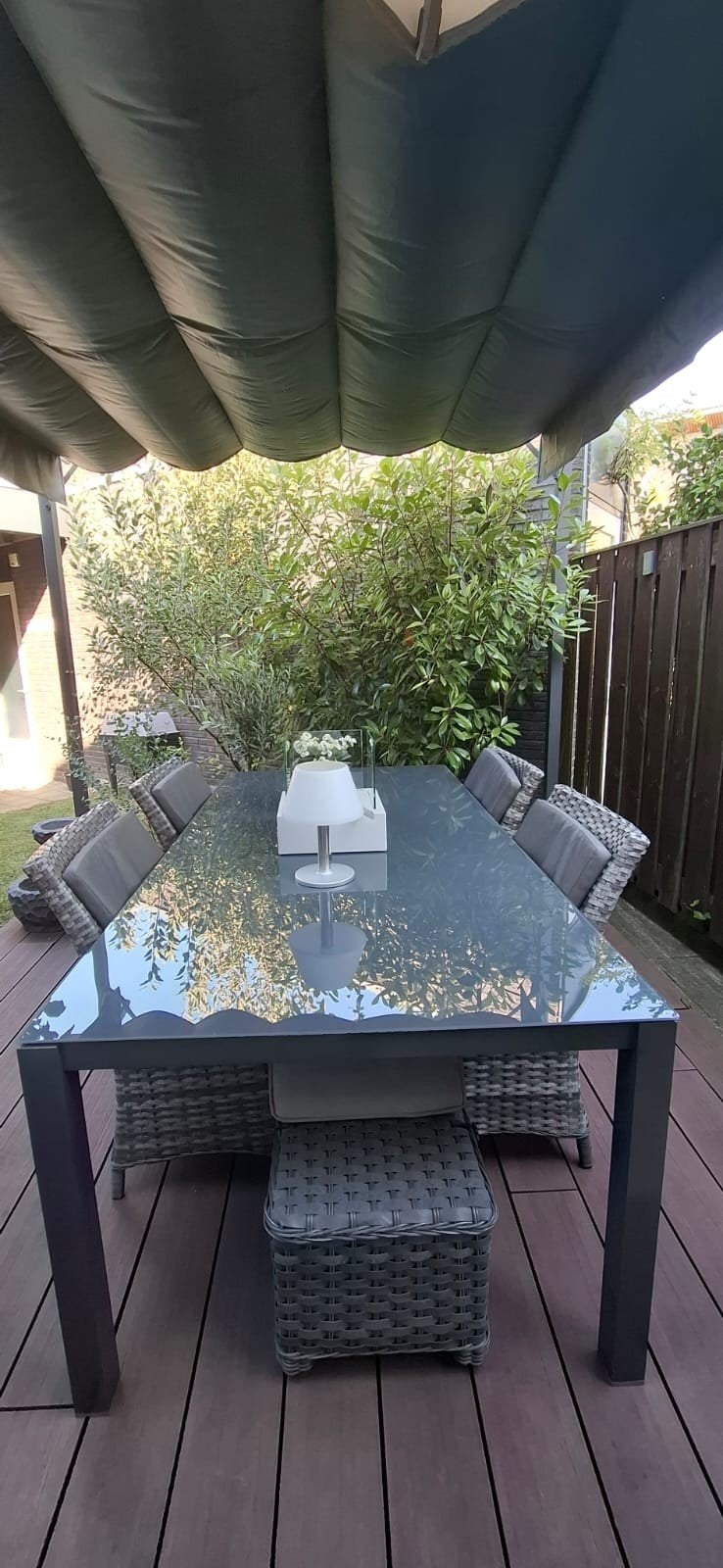 Tuinset ,eettafel met 4 stoelen, Ophalen, Gebruikt, Rechthoekig, Aluminium