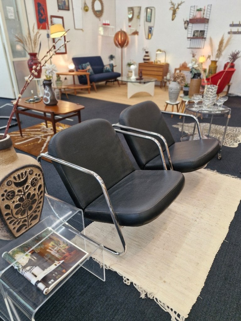 Twee vintage buisframe schommelstoelen in Bauhaus-stijl, Ophalen, Minder dan 50 cm, Gebruikt, .