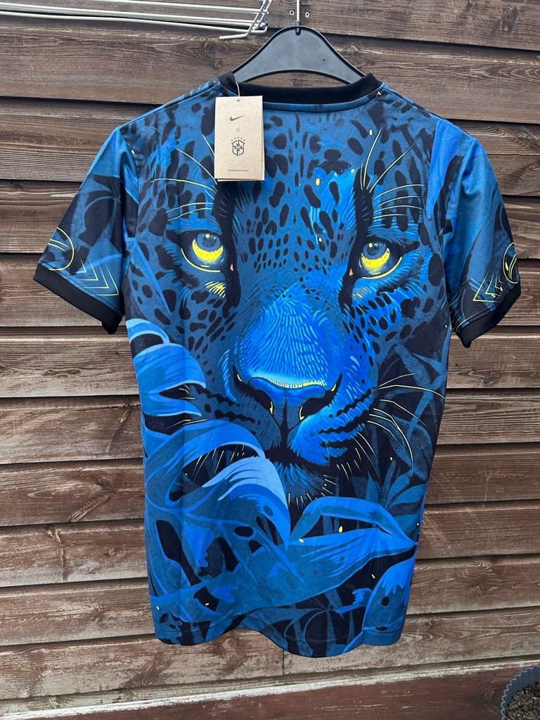 Nike Brazilië Voetbalshirt Panterprint Maat M/L, Ophalen of Verzenden, Zo goed als nieuw, Maat 48/50 (M), Blauw