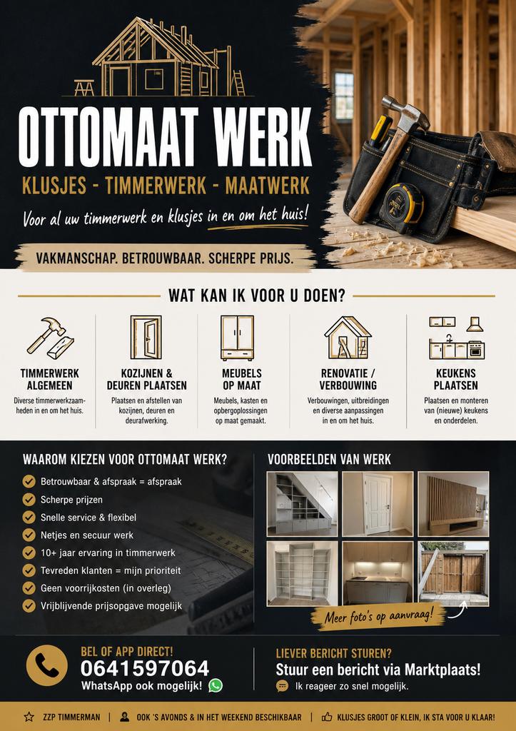 Timmerman voor klusjes | Snel beschikbaar | Scherpe prijs, Diensten en Vakmensen, 24-uursservice