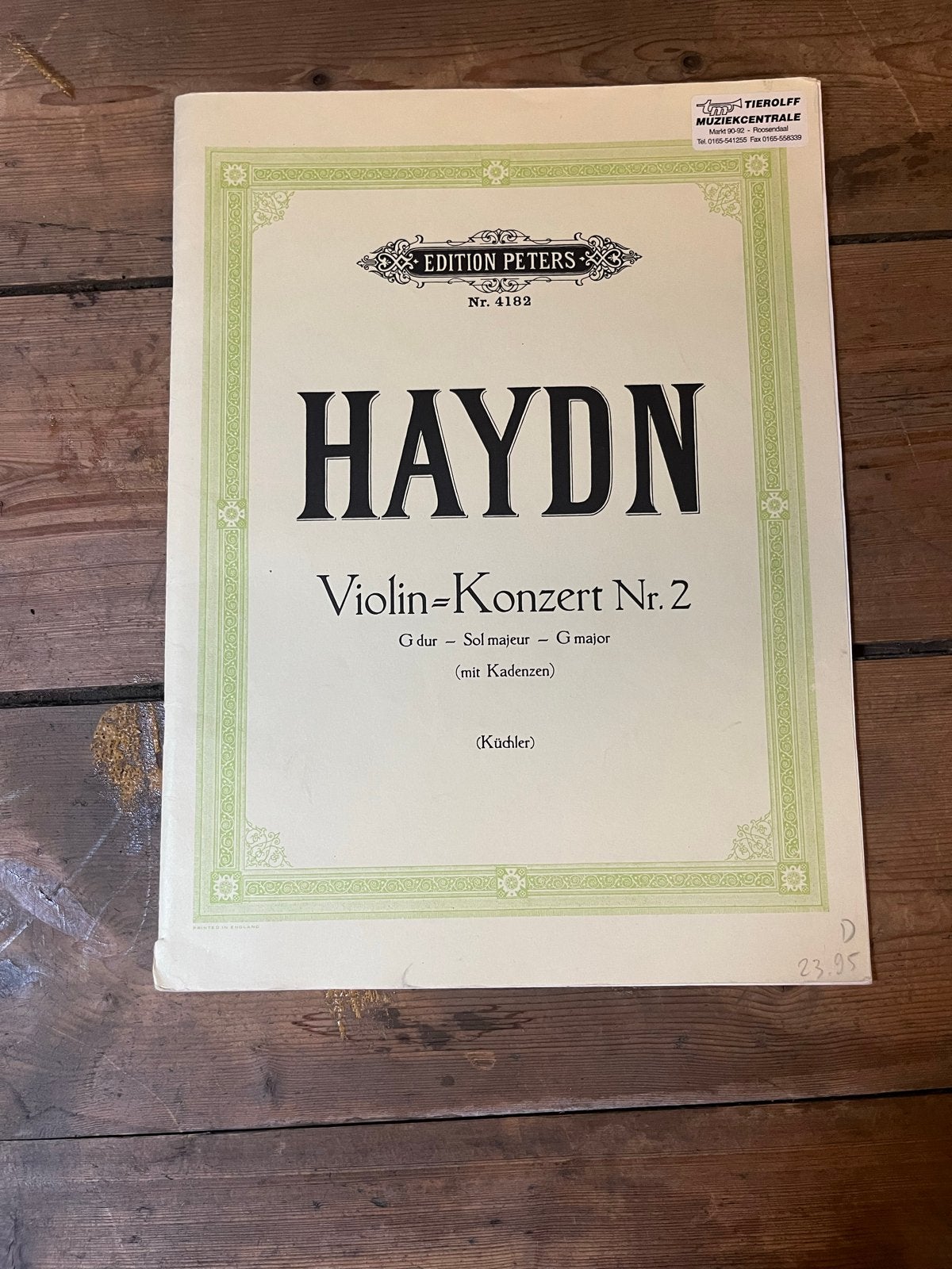 Haydn Vioolconcert Nr. 2 in G-dur - Edition Peters, Gebruikt, Klassiek, Ophalen of Verzenden, Viool of Altviool