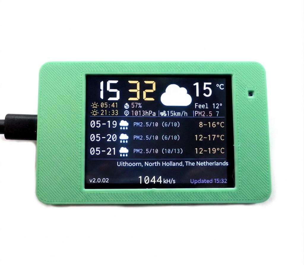 BTC Miner Smart Weerstation Bureauklok Crypto Ticker NIEUW, Ophalen of Verzenden, Nieuw, NerdMiner V2