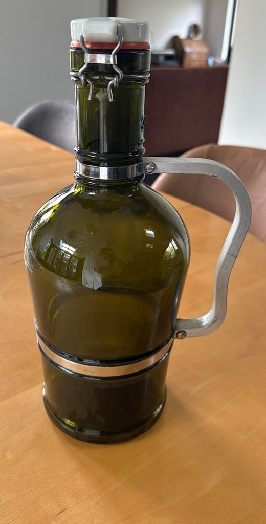 Vintage 2 liter bierfles met beugeldop, Ophalen of Verzenden