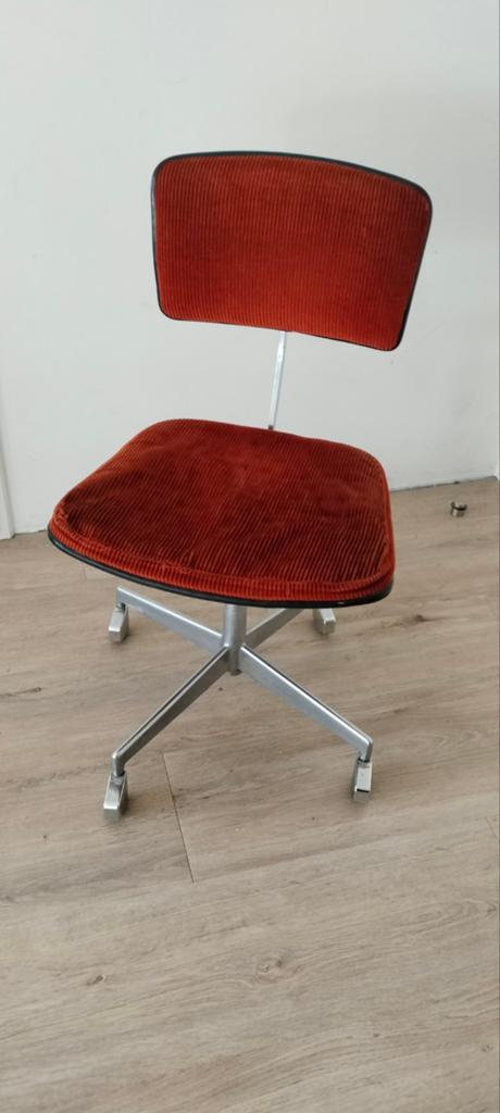 Vintage Labofa Bureaustoel - Oranje Ribstof, Ophalen of Verzenden
