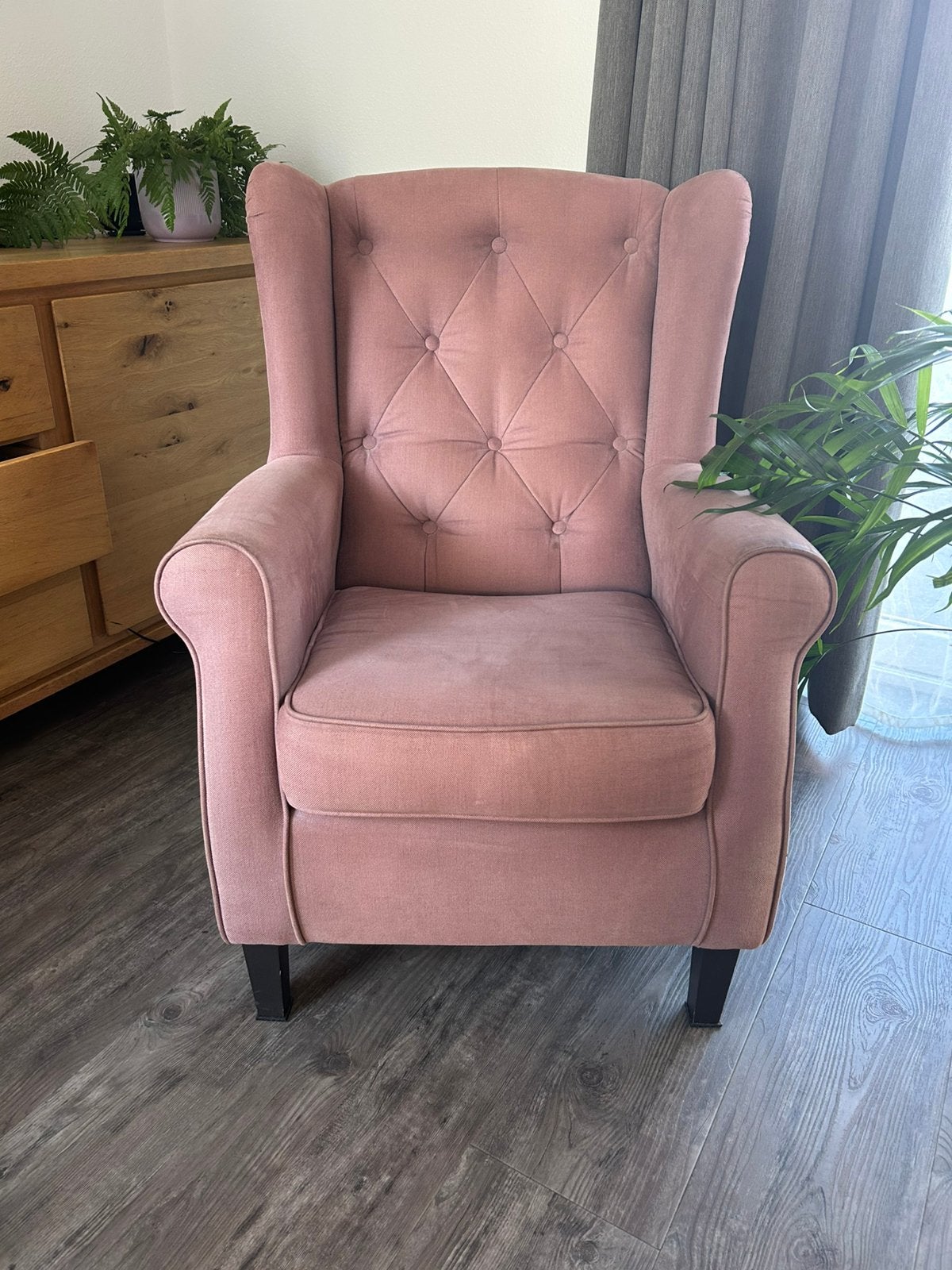 Oorfauteuil oud roze, Huis en Inrichting, Ophalen, Gebruikt, 75 tot 100 cm, Stof
