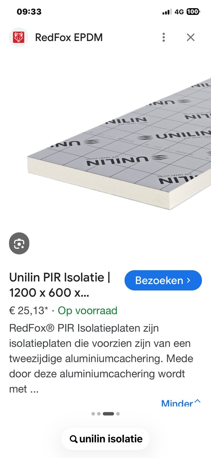 Unilin isolatie platen 48 stuks nieuw, Doe-het-zelf en Verbouw, Isolatie en Afdichting, Ophalen, Zo goed als nieuw, Hardschuim (Pir)