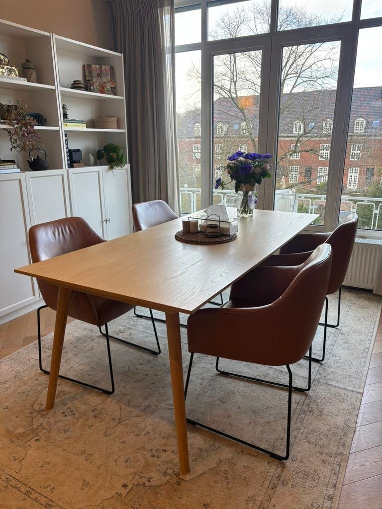 Eetkamer stoelen Ikea - cognac bruin leer, Huis en Inrichting, Stoelen, Ophalen, Zo goed als nieuw, Bruin, Leer