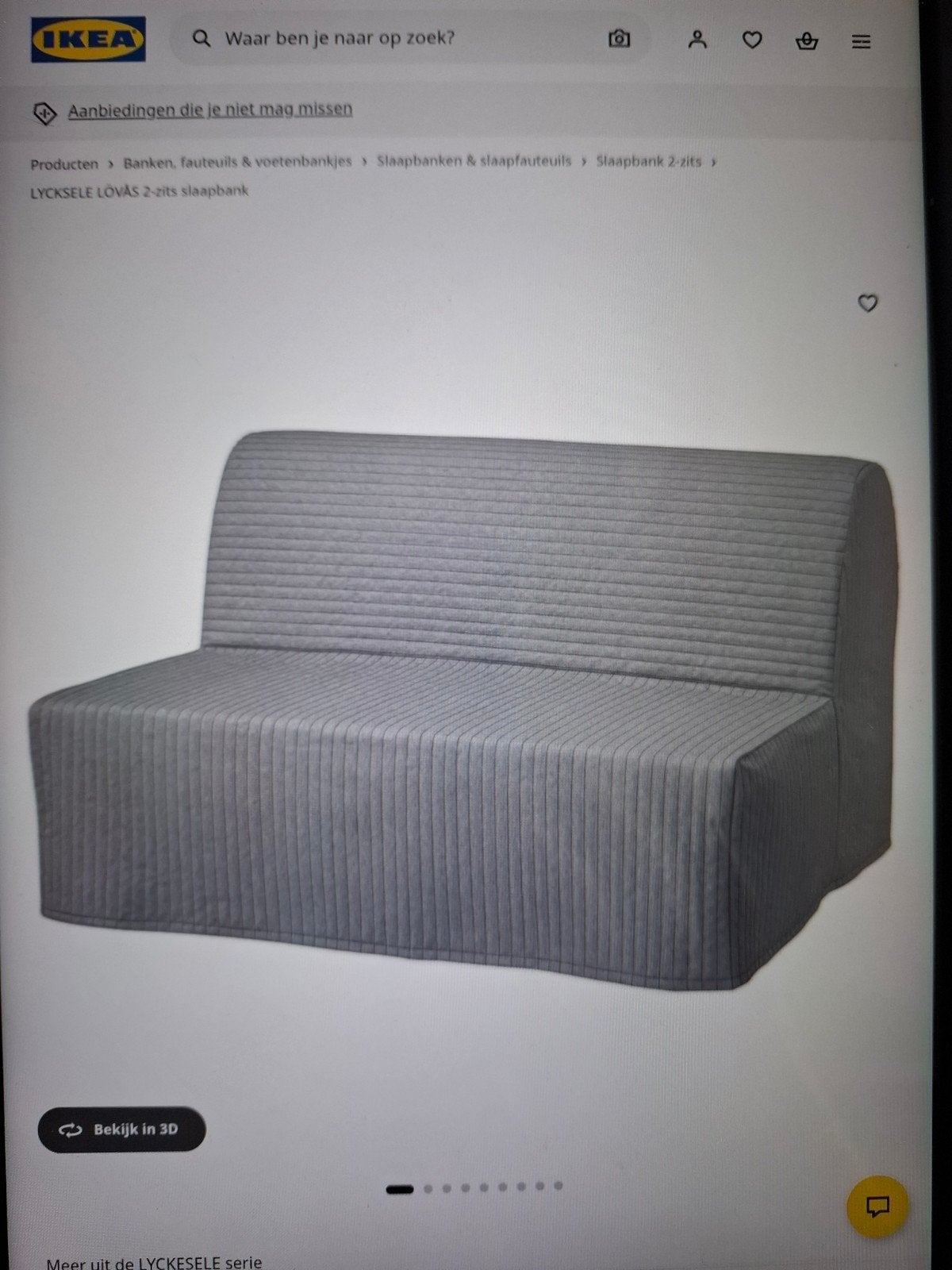 Ikea Lycksele Lövås 2-zits slaapbank, Ophalen of Verzenden, Tweepersoons, 140 cm