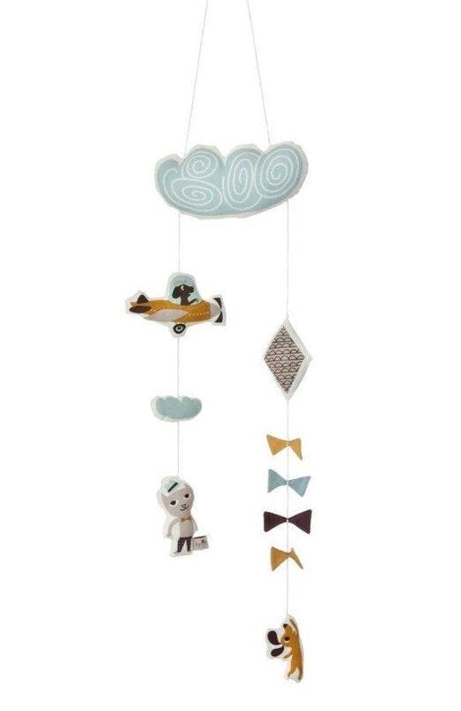 Ferm Living Babymobiel Wolk Vliegtuig Grijs Bio Katoen, Ophalen