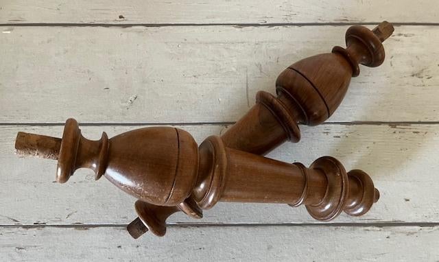 Set van twee vintage houten balusters uit Frankrijk, Ophalen of Verzenden