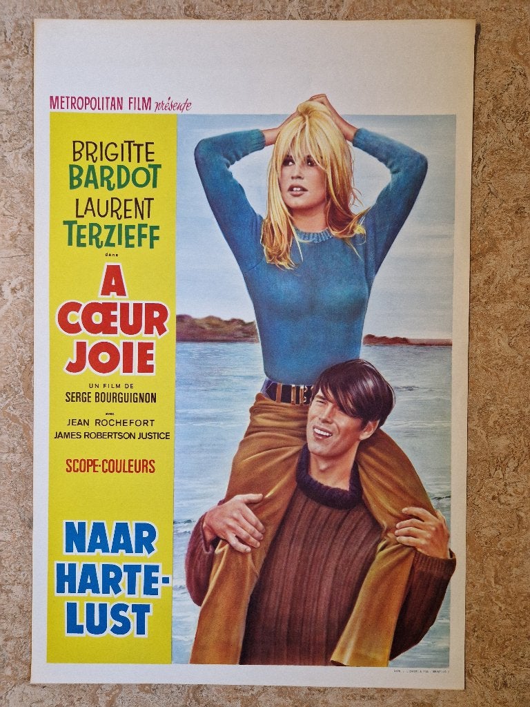 filmaffiche Brigitte Bardot a coeur joie 1967 filmposter, Rechthoekig Staand, Ophalen of Verzenden, Zo goed als nieuw, A1 t/m A3