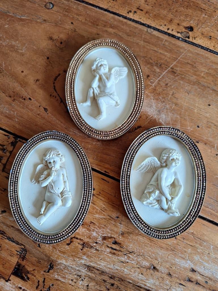 Brocante ovale schilderijtjes- Engel, Ophalen