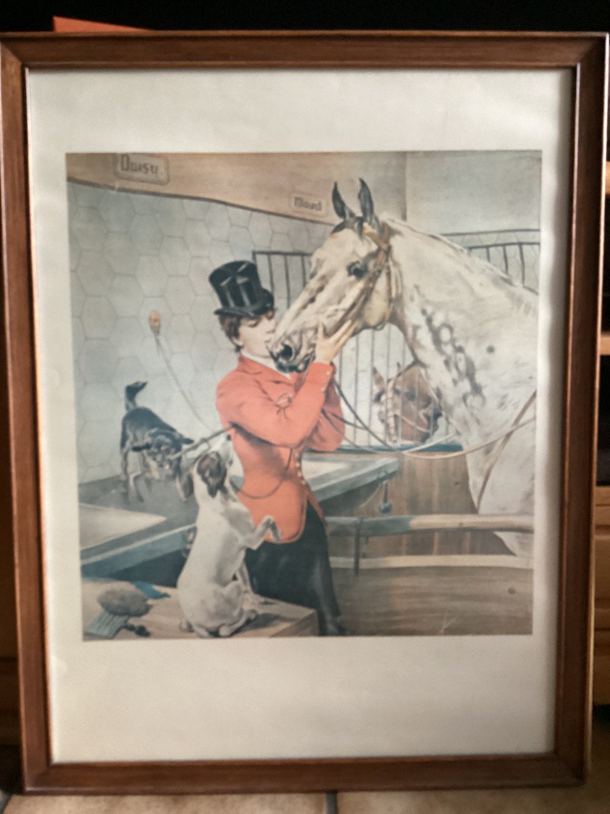 Vintage Paard en Ruiter Print - 'Daisy' en 'Maud', Dieren, Ophalen of Verzenden, Klassiek, Print