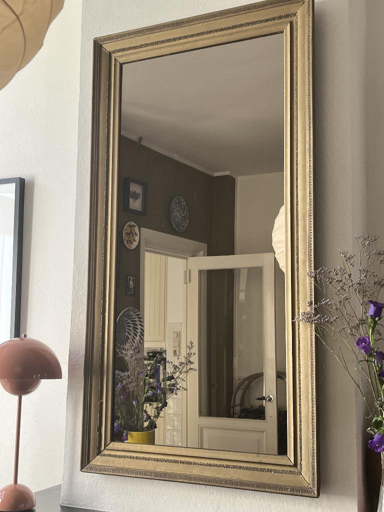 Spiegel goud met lijst, Huis en Inrichting, Woonaccessoires | Spiegels, Ophalen, Gebruikt, 100 tot 150 cm, Rechthoekig
