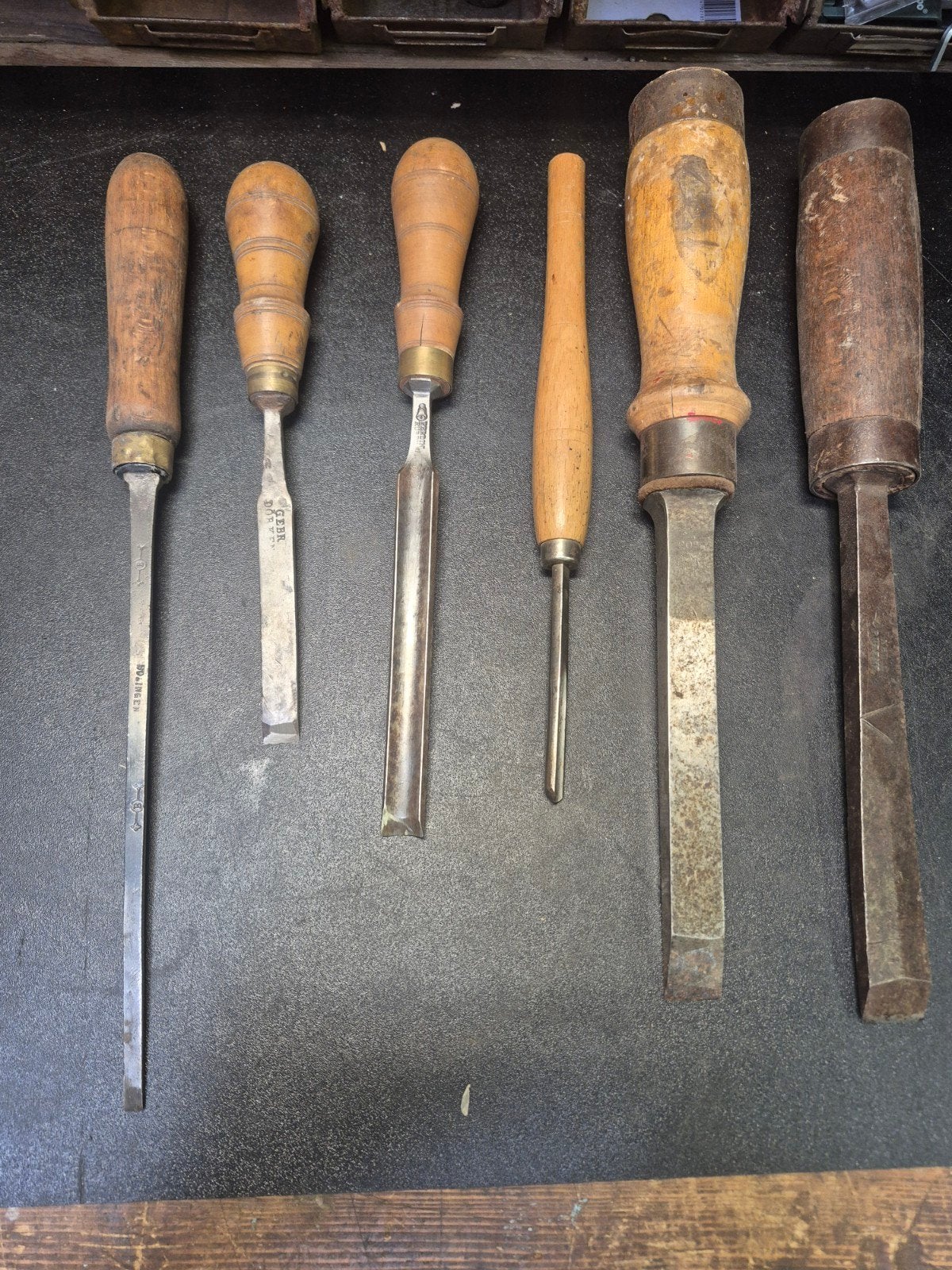 Mooie set vintage beitels en gutsen, Verzenden