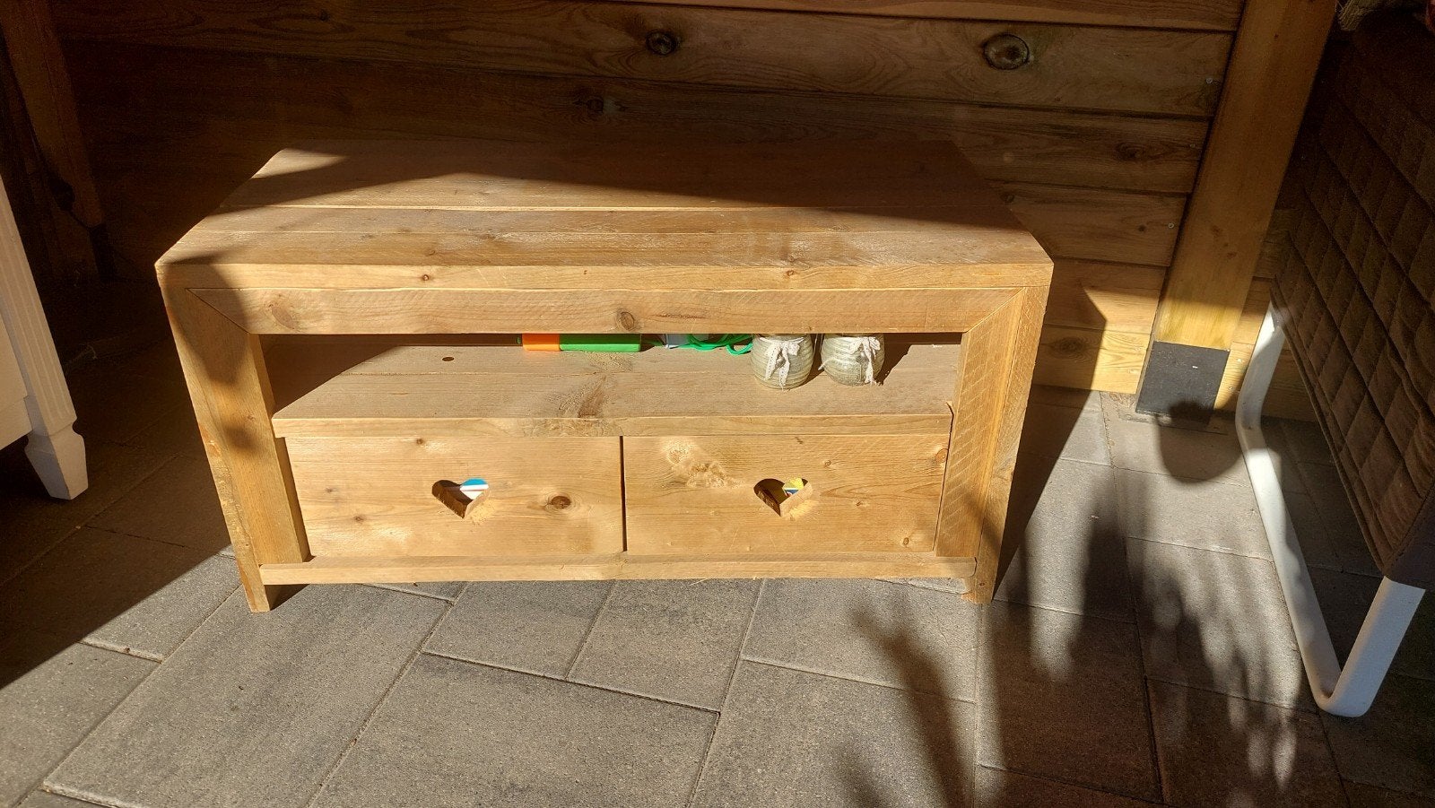 steigerhout kastje met 2 lades, Ophalen